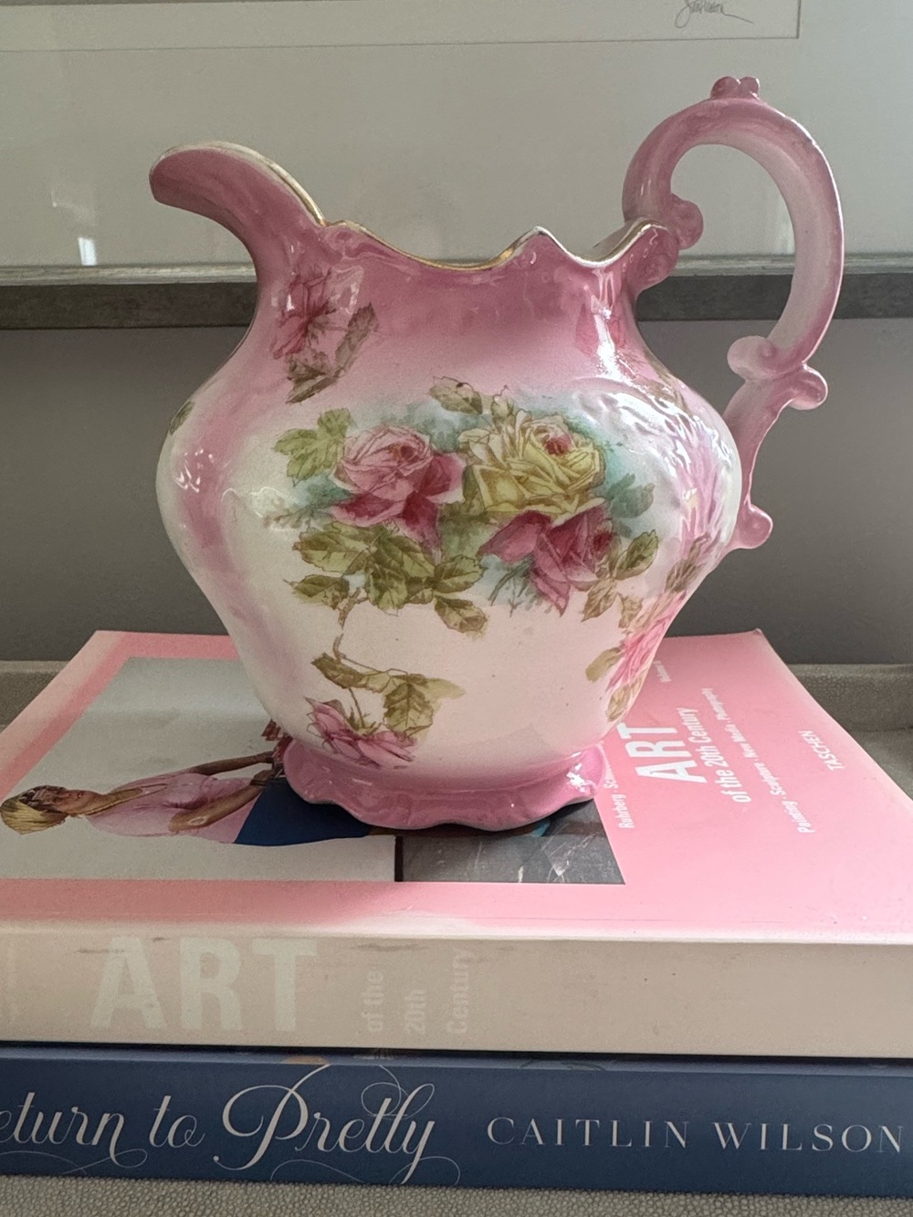 Columbian Art Pottery Trenton NJ Rose Ewer Wash Pitcher Jug c. 1895 AS IS
